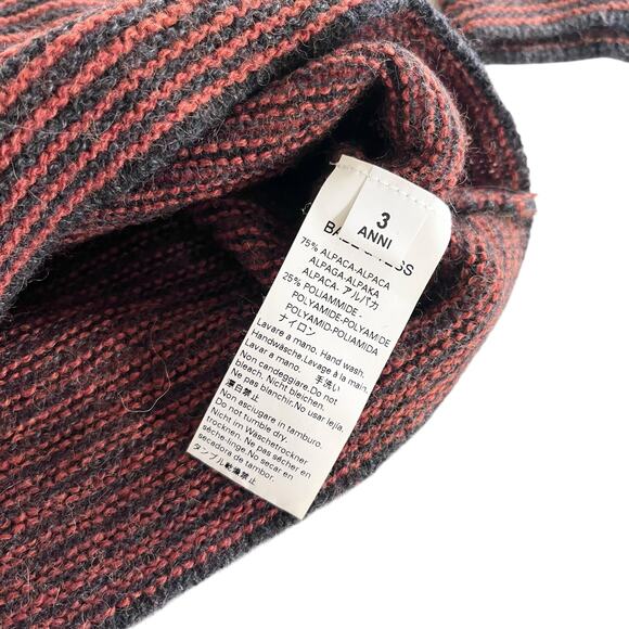 Babe & Tess boys alpaca blend grey burnt orange stripe sweater size 3 - Picture 6 of 7